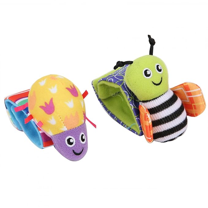 4 Pcs Baby Rattle Set Toys Infant Wrist Strap Baby Socks Foot Finder Educational Handbells Cute Spider Cartoon