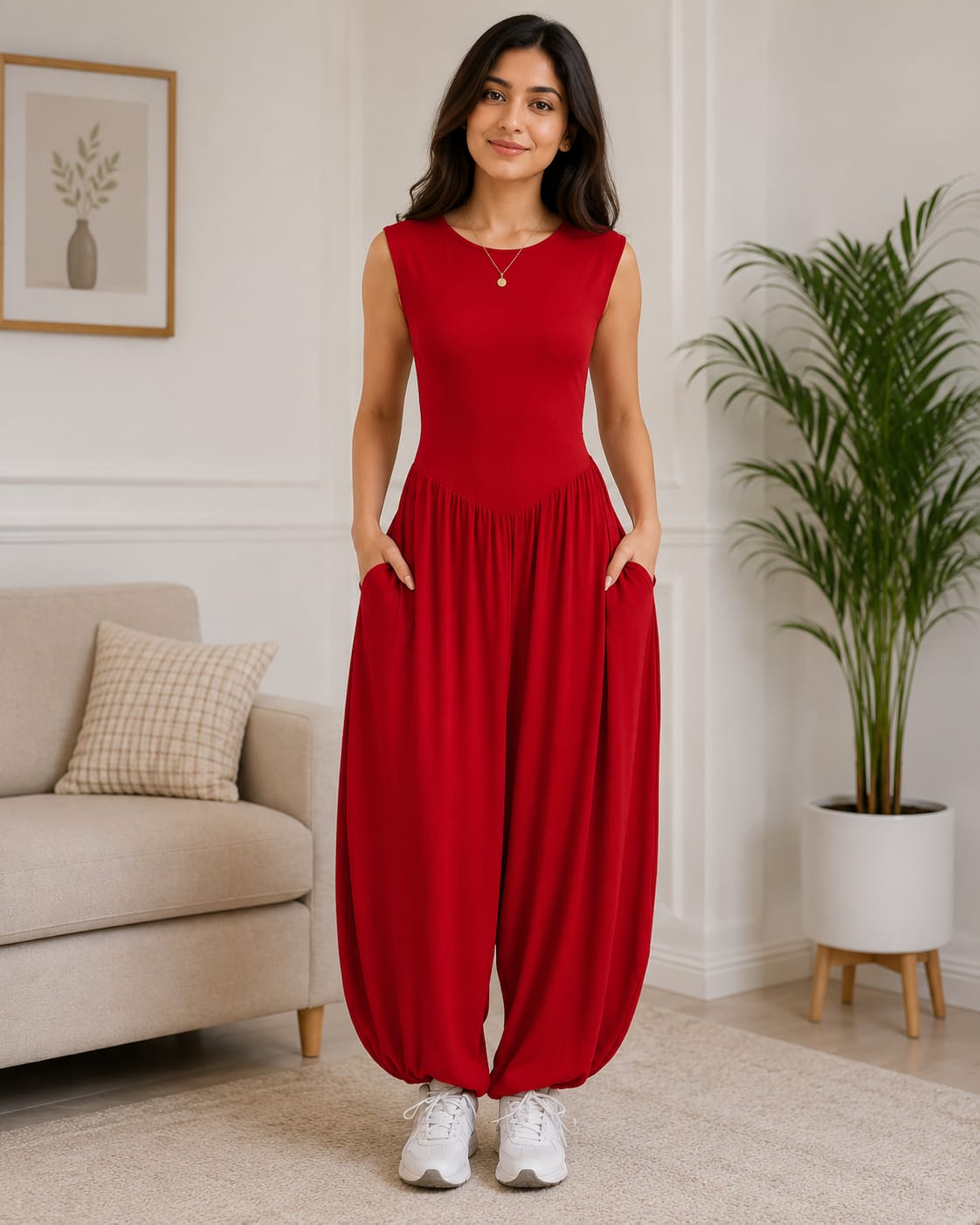 Ladies Soft Cotton Stretchable Jumpsuit – Comfortable Jersey One Piece