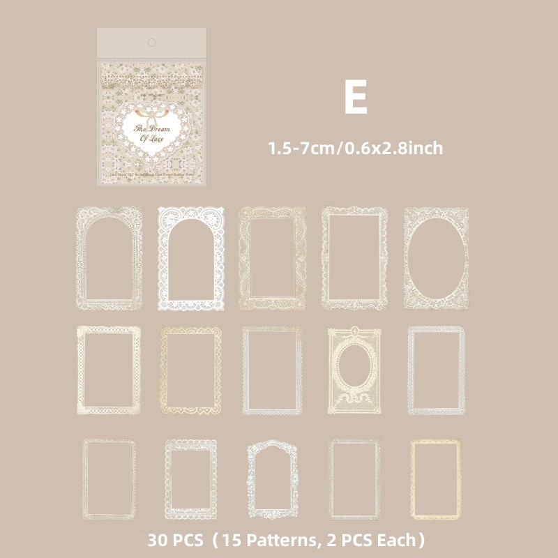 RHS Online 30PCS Lace Flower Shadow Series Fogged PET Stickers Album ...