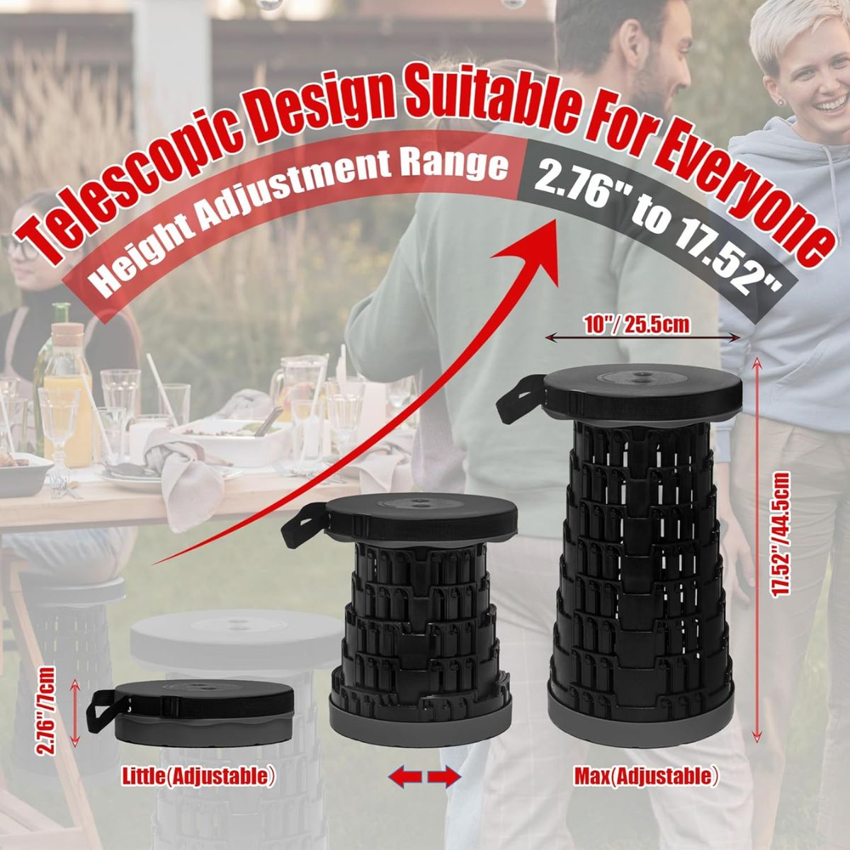 Portable Retractable Folding Stool Chair | Latest Smart Outdoor Foldable, Collapsible Lightweight Seat Chair Stool for Camping Traveling, Picnic, Car, Easy to Carry Anywhere | Mama Baby Online Store