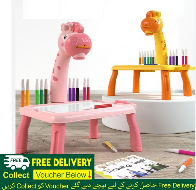LED Projector Drawing Table for Kids Giraffe Design Handwriting and Painting Desk Educational Learning Toy 3 in 1 Projections Drawing Board for Children Perfect Birthday Gift for Boys and Girls Kids Fun