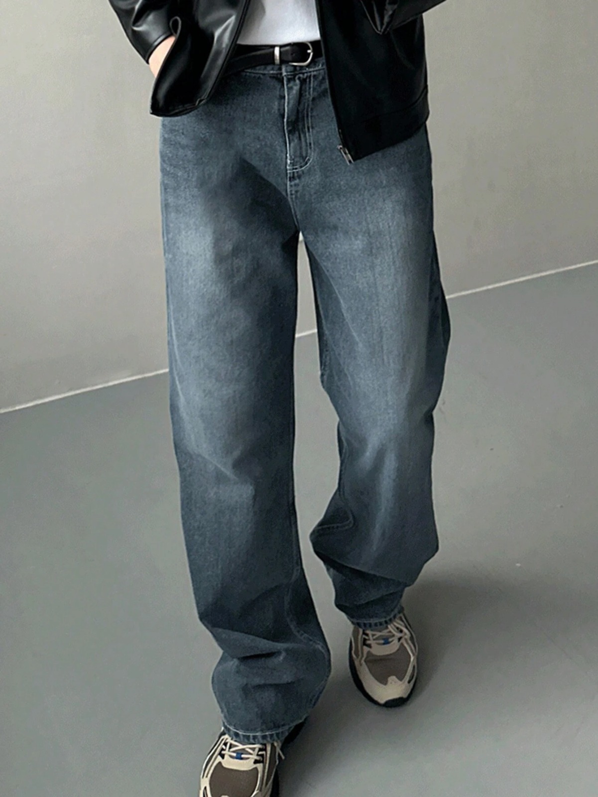 Wide Leg  Baggy Relaxed Straight Loose Bottom denim jeans pants for Men