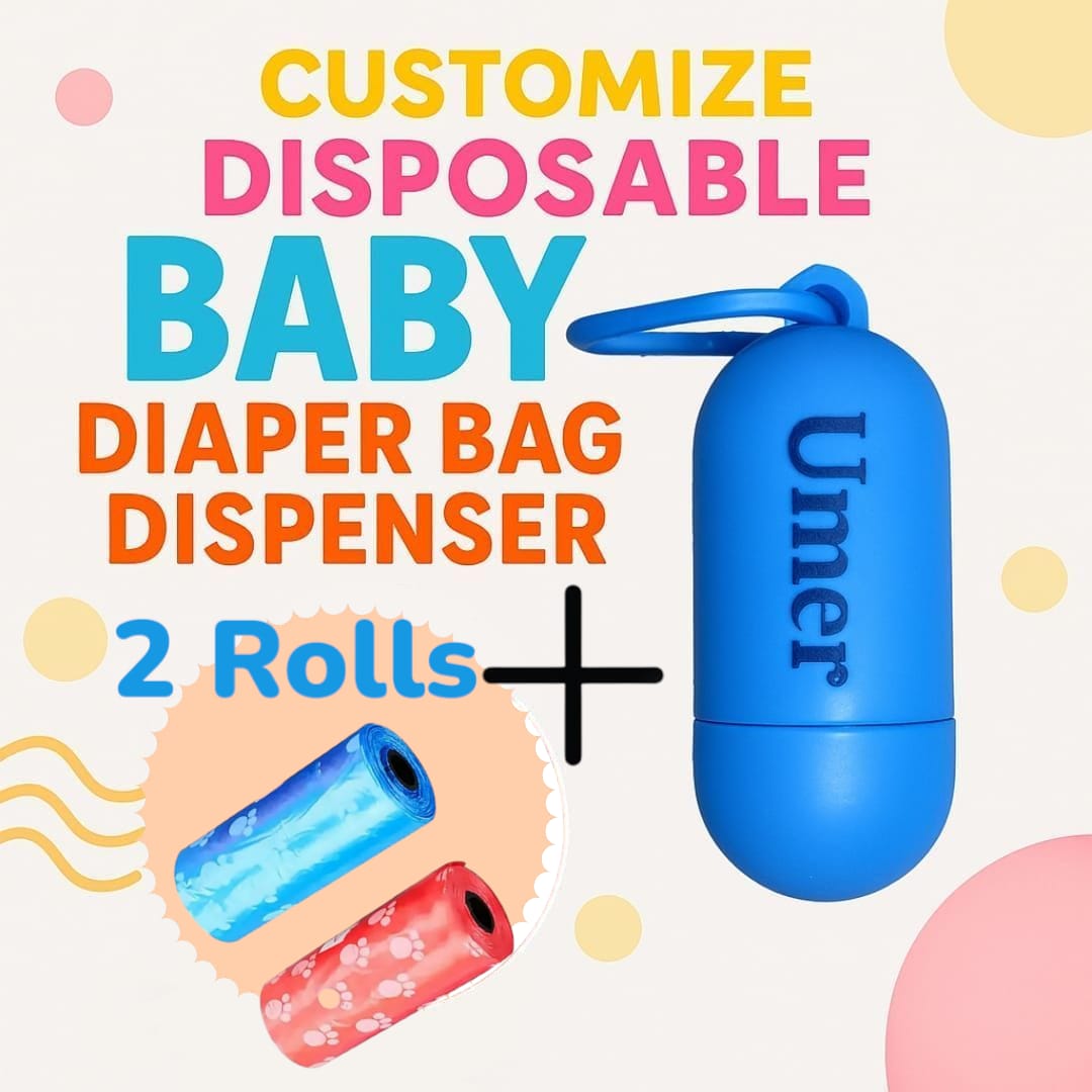 01 Dispenser + 02 Rolls Disopsable Baby Diapers Bag Box Kit Portable Baby Diapers Platics Bags  Pet Waste Bag Box Kit Portable Baby Diapers Platics Bags Rubbish Bags Garbage Bag Removable Box Nappy Bag with Rope/hooks