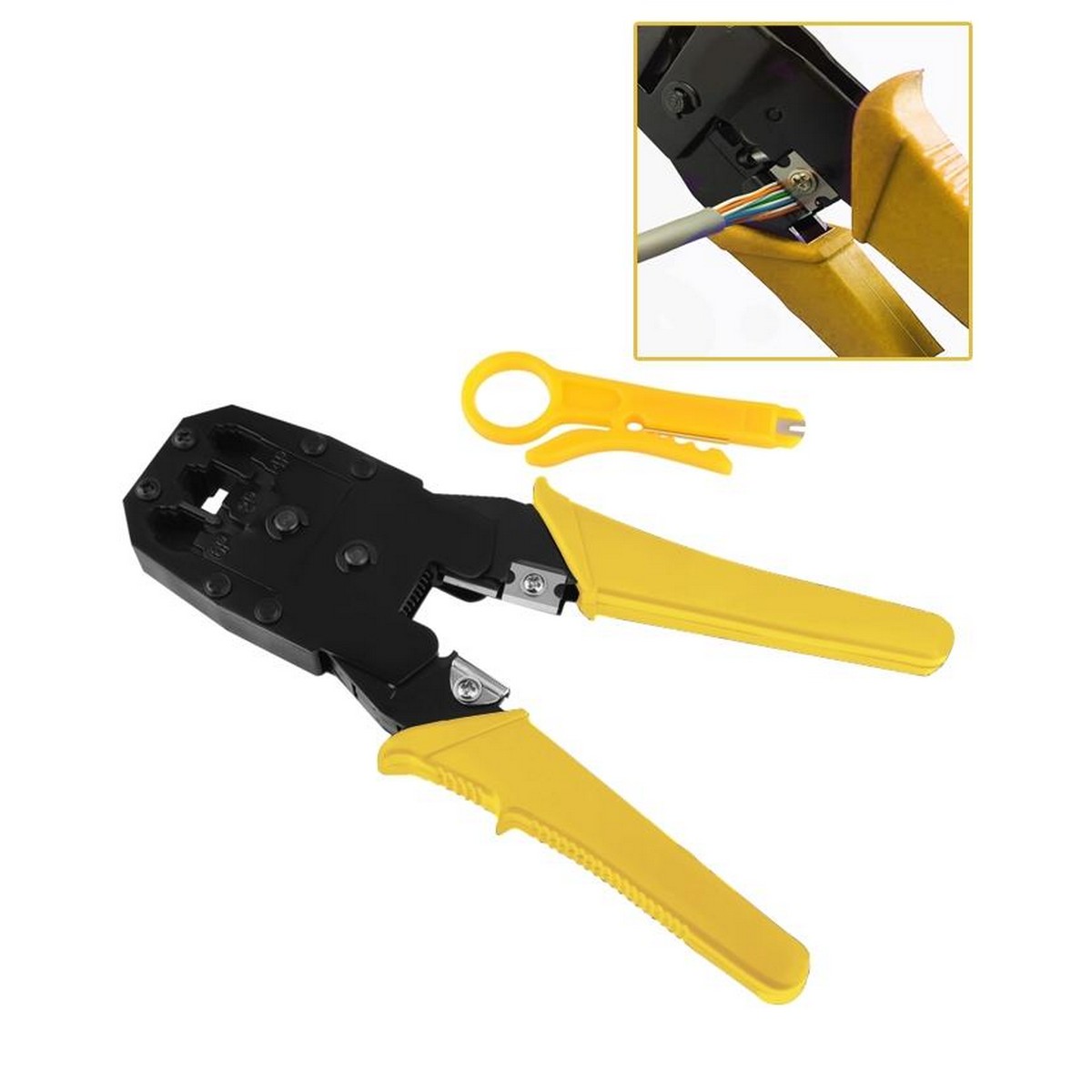 Multifunctional Network Crimping Tool cable crimper with Stripperings for RJ45, RJ11 ethernet telephone cable plug connector keystone