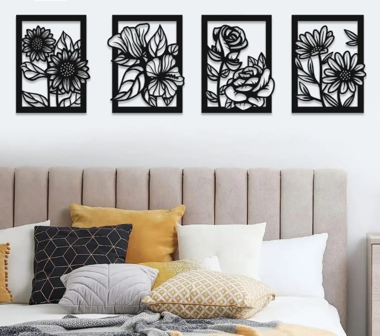 4p Wooden wall Flower Frame Tanding Art and Home decoration pieces