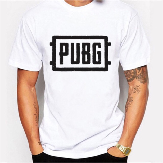 White Half Sleeves Round Neck Cotton Printed Pubg T Shirt
