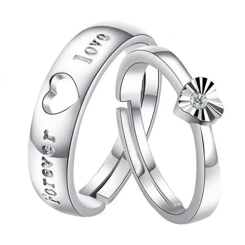 Mani Jewelry Couple Rings Adjustable Wedding Jewelry For Women Men Romantic Promise Wedding Anniversary Jewelry Gift