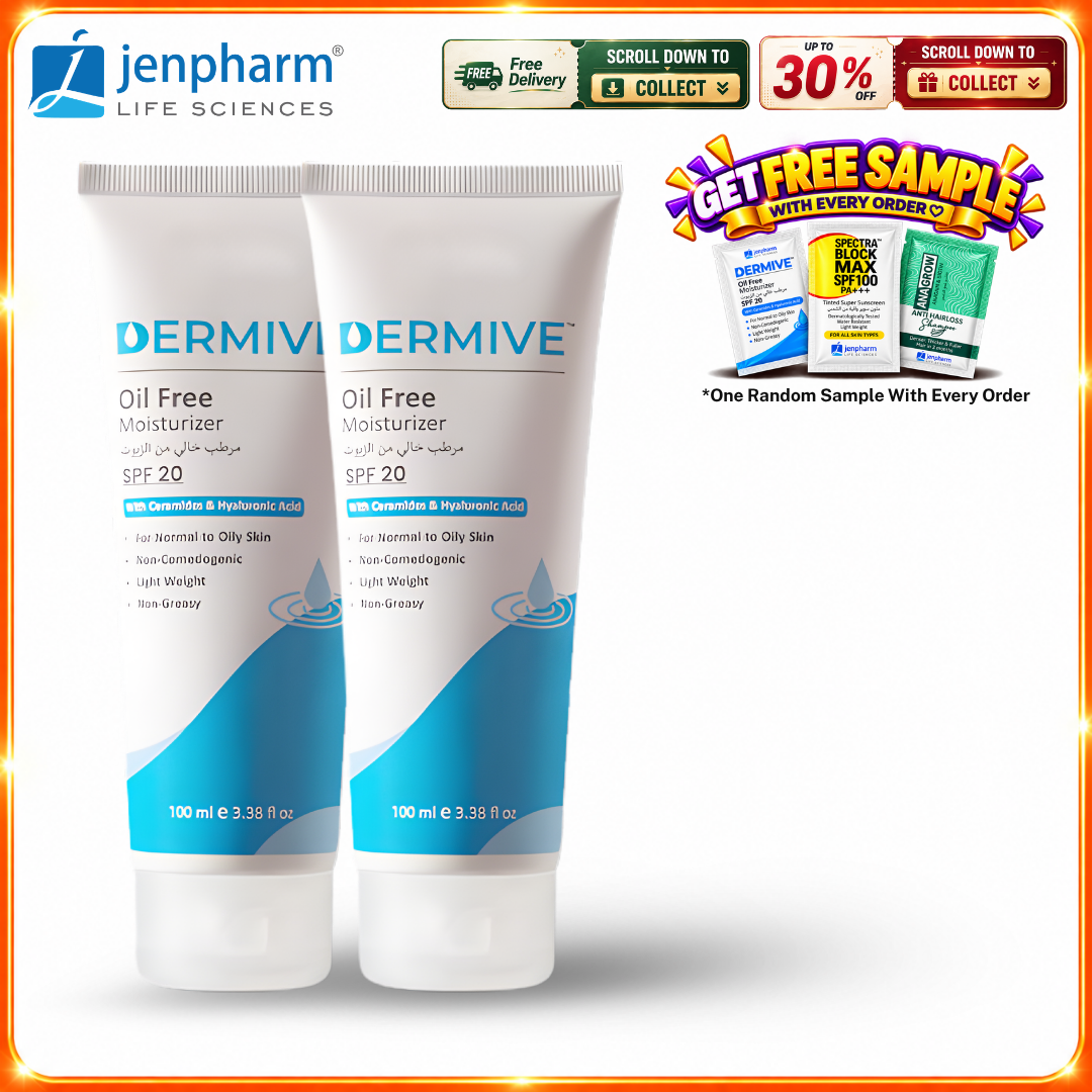 Jenpharm - Pack of 2 Dermive Oil Free Moisturizer - 100ml | For Men & Women