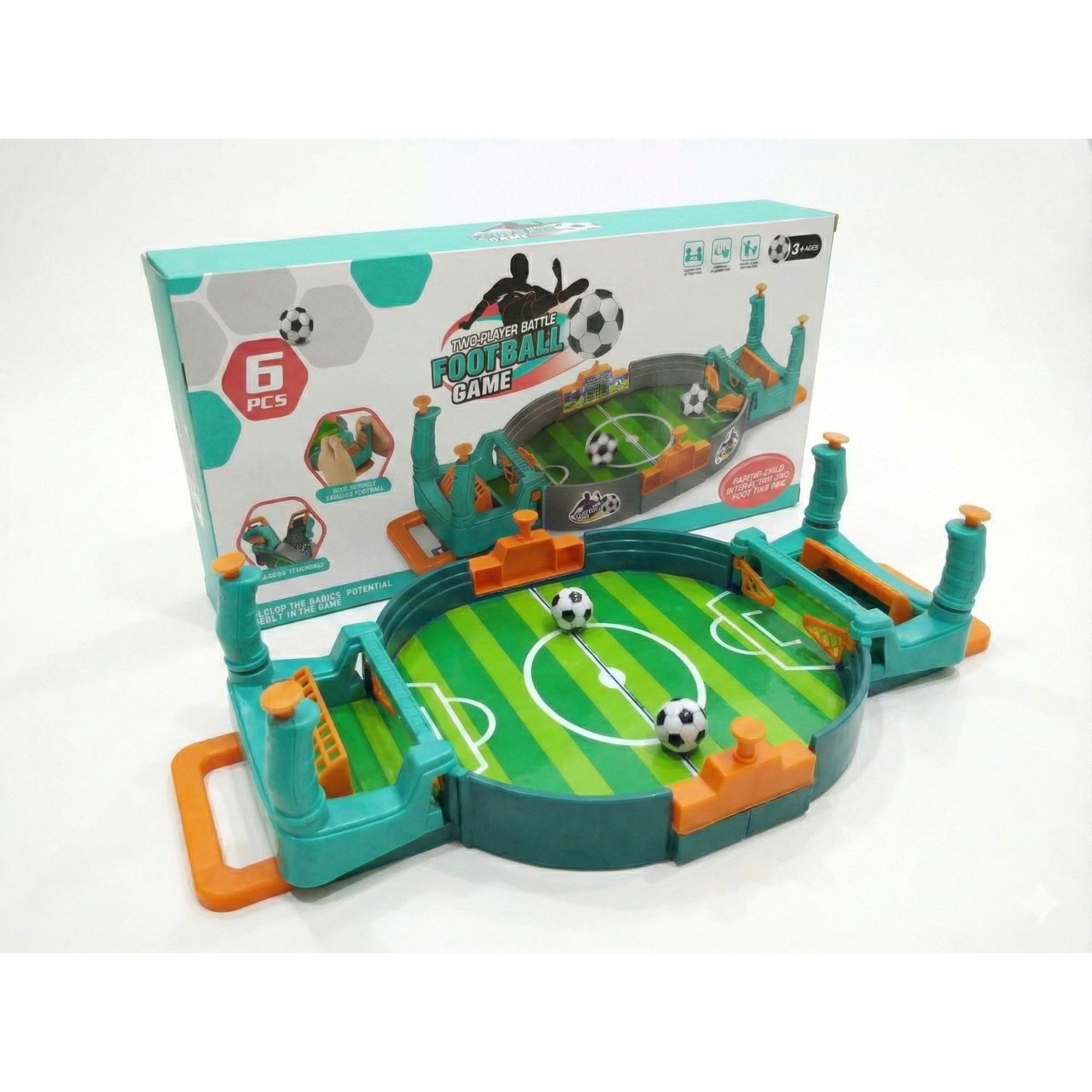 Table Top Soccer Football Toy 14 Inch x 7 Inch Game TableTop Indoor Sport Desktop Play for Two Players Interactive Toy for Family