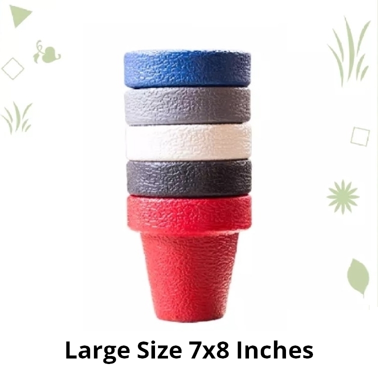 Pack of 5 Colorful Unbreakable Fiber Plastic Pots For Flowers & Plants