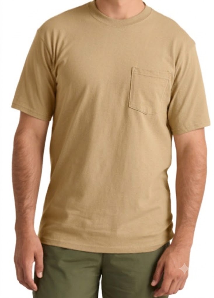 Light Brown Half Sleeve Pocket Tshirt 4XL 5XL 6XL 7XL