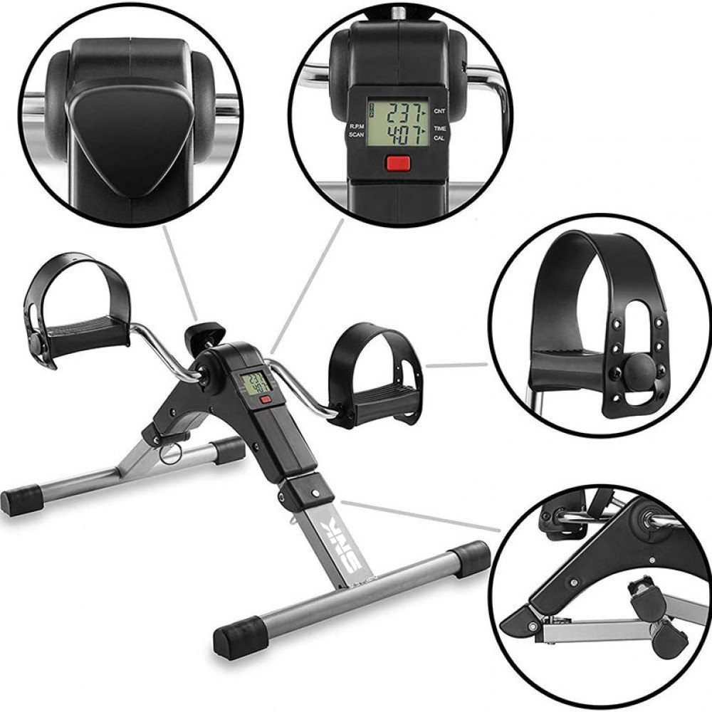 SNK FITNESS Compact Foldable Mini Pedal Exerciser - Portable Exercise Bike for Arms, Legs, and Hands - Home Gym Fitness Equipment