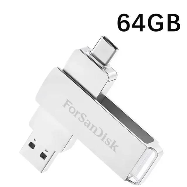 1TB / 2TB / 4TB USB 3.0 OTG Type-C Flash Drive – High Speed 530MB/s Read, Silver, For Phone, PC, Laptop – Personalizable
