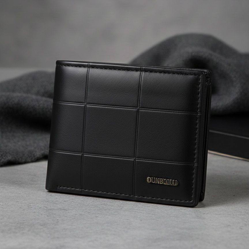Men’s Premium Check Pattern Leather Wallet – Stylish Bifold Design | Available in Black, Brown & Chocolate