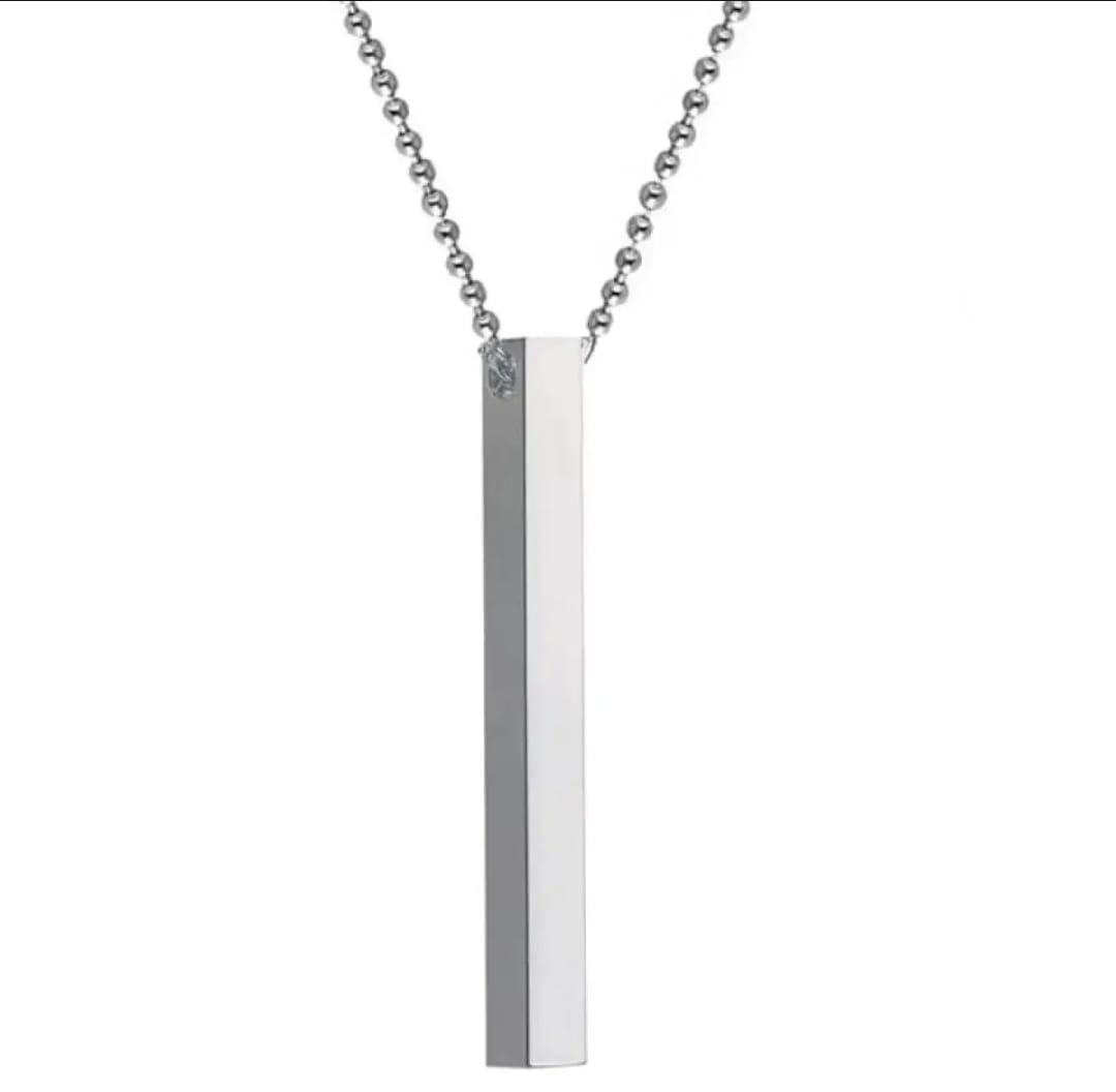 Silver Black Bar Neck Chain - High Quality  For Men Girls Boys