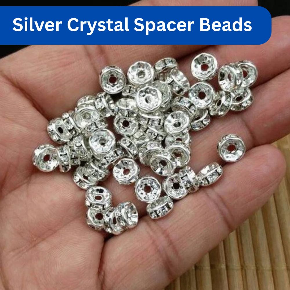 10/25/50/100/500 Pcs Crystal Spacer Beads Silver Spacer Beads ForJewellery Making Acessories Online at Best Price In Paksitan Jewlery Making Items Products Crystal Spacer Beads shop online Bead For Jewelry Wholesale by SAMS COLLECTION