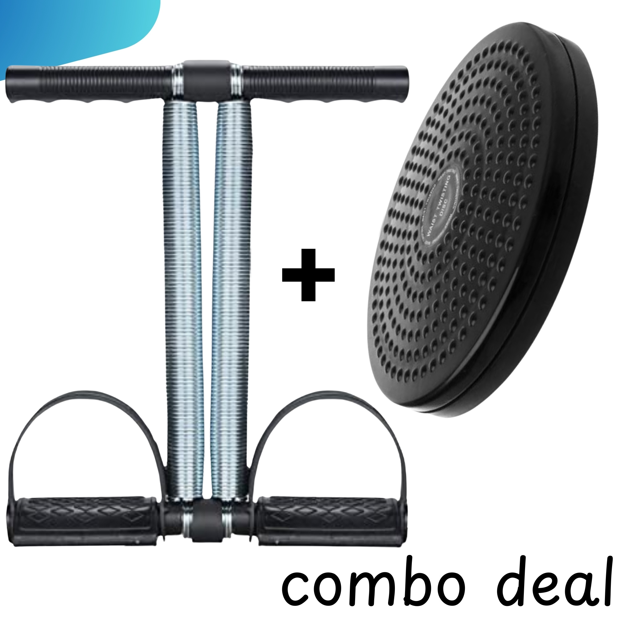 COMBO DEAL TWISTER EXERCISE MACHINE ABS ROTATING DISC AND DOUBLE SPRING TUMMY TRIMMER HOME GYM FITNESS EQIUPMENT