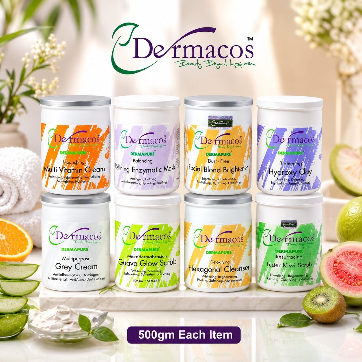 Complete Facial Jars (500gm Each) Pack of 8 | Personal Care Set