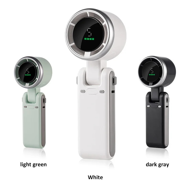 New High Speed Turbo Handheld Fan USB Rechargeable Mini Portable Fan with Digital Display | 5 Speed Foldable Pocket & Neck Hanging Cooling Fan | Ultra Quiet Travel Fan