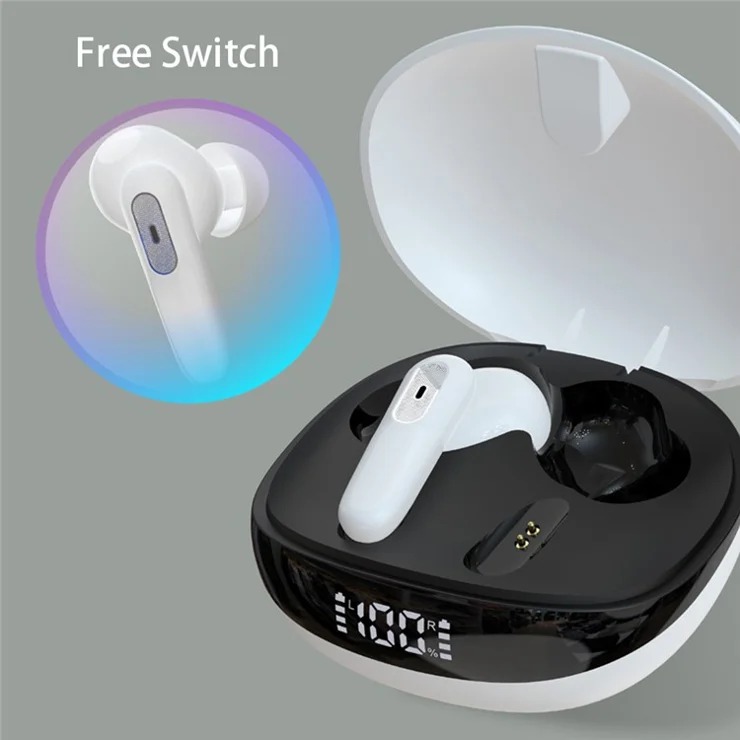 Airpod TWS 12 Black Mini Bluetooth Wireless Headset with Dual Bass, Pop-Up Feature & Charging Case for All Devices