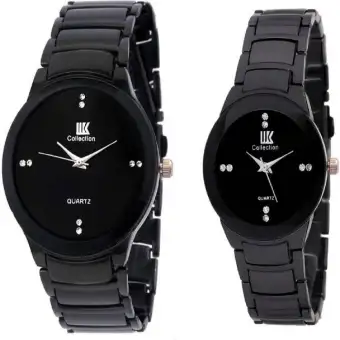 Pack Of Two Black Watch One For Men One For Girls Formal Watch