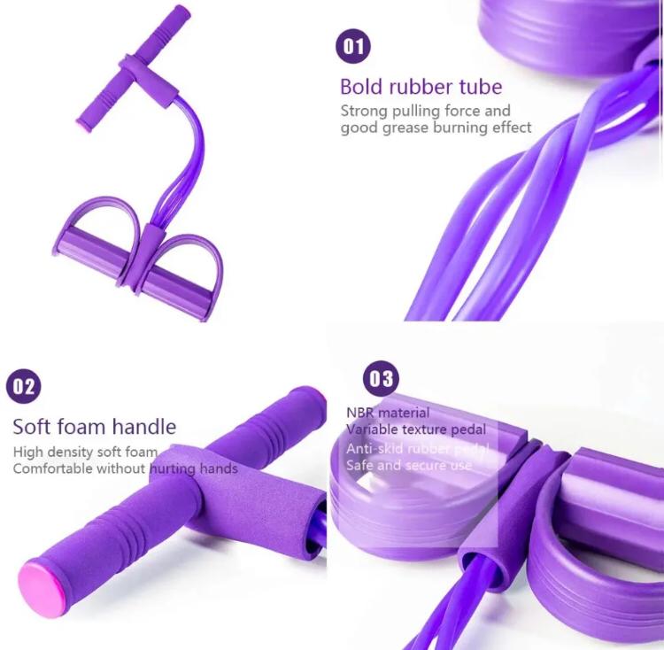 Elastic Pull Rope Resistance Band Foot Pedal Exerciser | Sit Up Abdominal Muscle Expander Stretcher | Home Gym Fitness Workout Equipment Body Building Tension Band Tummy Trimmer Pakistan