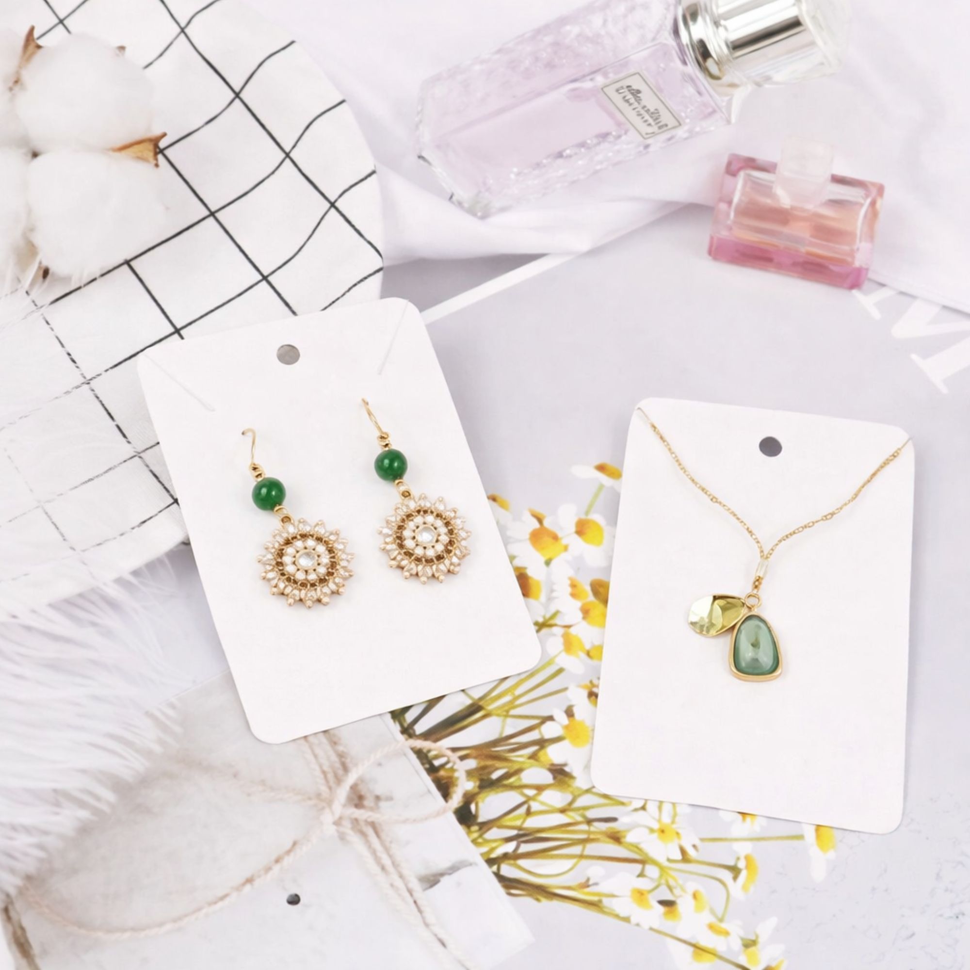 150 Self Adhesive Bags + 150 Jewelry Display Cards 💍 | Transparent Packing Pouches with Earring/Necklace Display Cards | Small Business Packaging Set