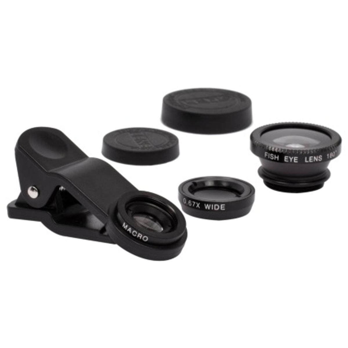 3 in 1 white Selfie Camera Lens Mobile Phone Clip Lenses Fish Eye Wide Angle Macro Camera Lens - High Quality