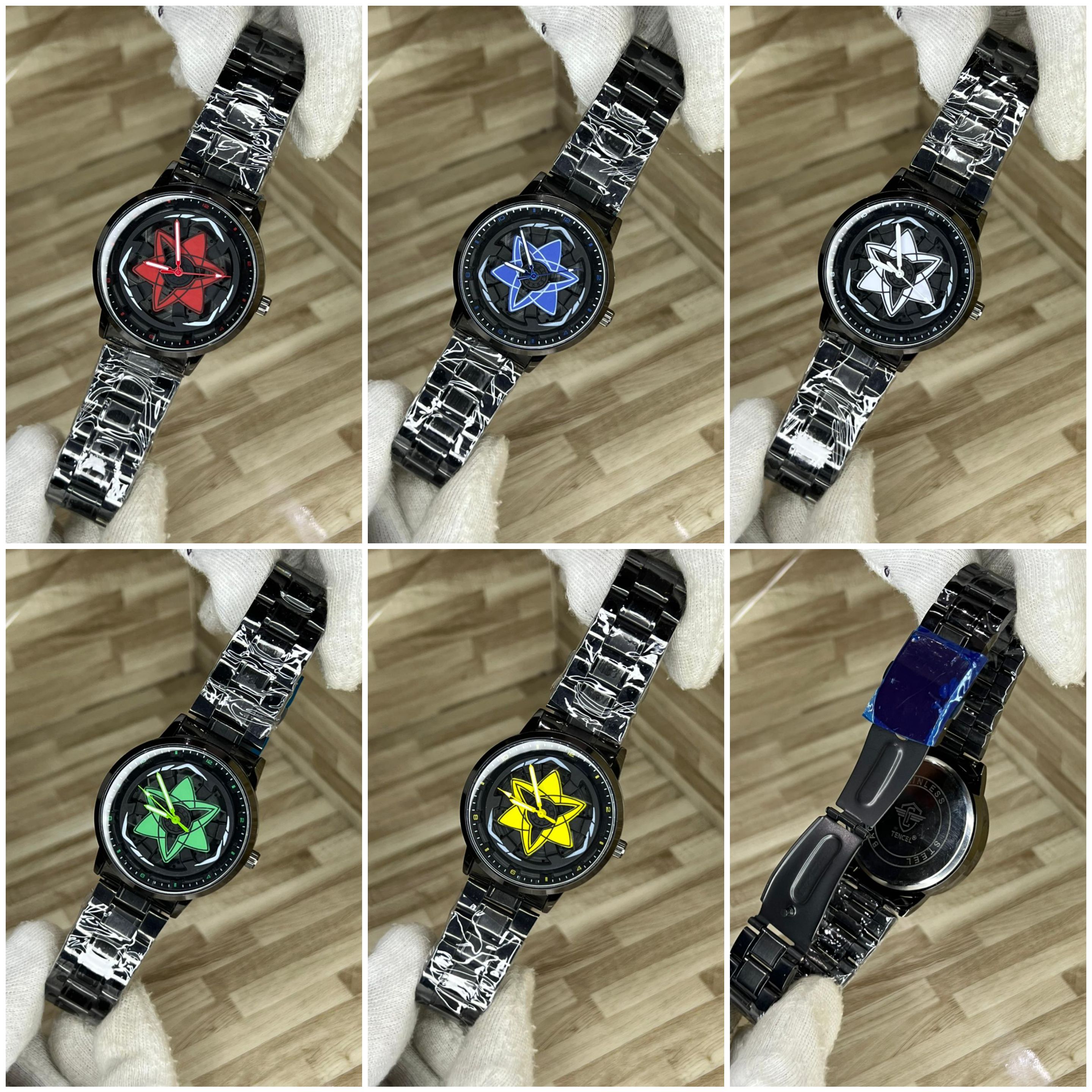 Fashion Rotating Wheel Watch Multicolor Star Dial Party Wear