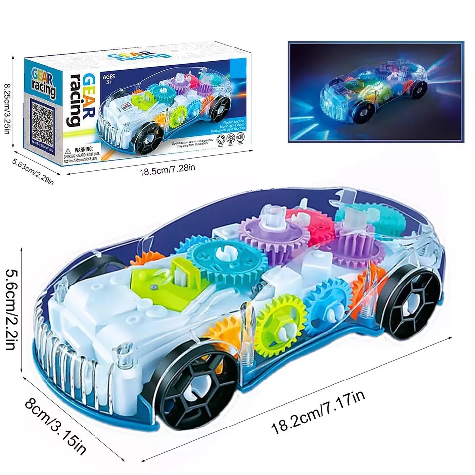 Transparent 3D Concept Gear Racing Car with lighting & Sound Toy for Kids