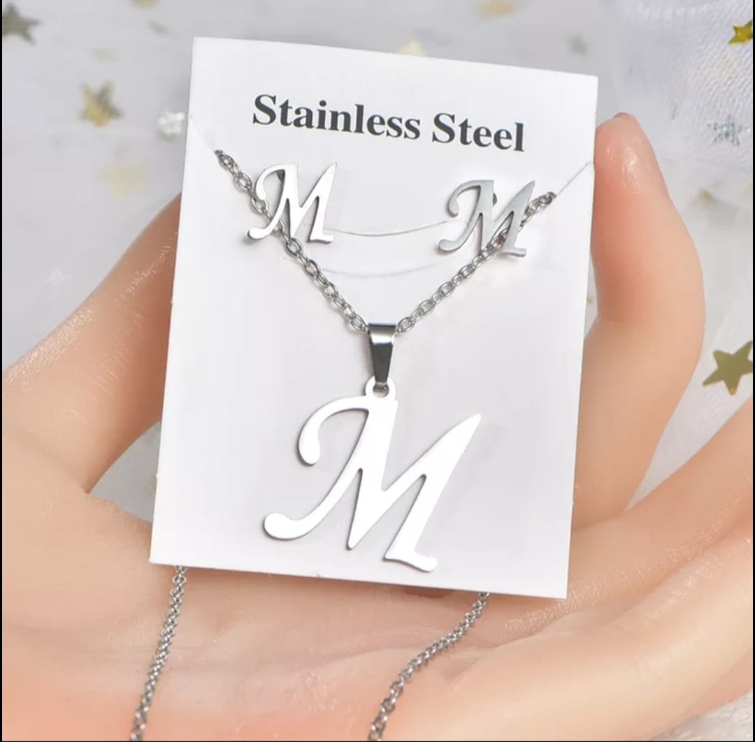 Alphabet Jewelry Set in Titanium Steel