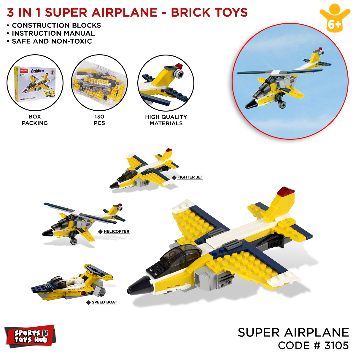 Decool Architect Super Airplane Building Blocks For Kids Technique Jisi Bricks Block & Engineering Toy Creative Helicopter Lego_ Toys Plastic Educational 130+Pcs DIY Brick Airship Model Play Build Skill Set Gift For Kids Teenager Boys & Girls Code: 3105