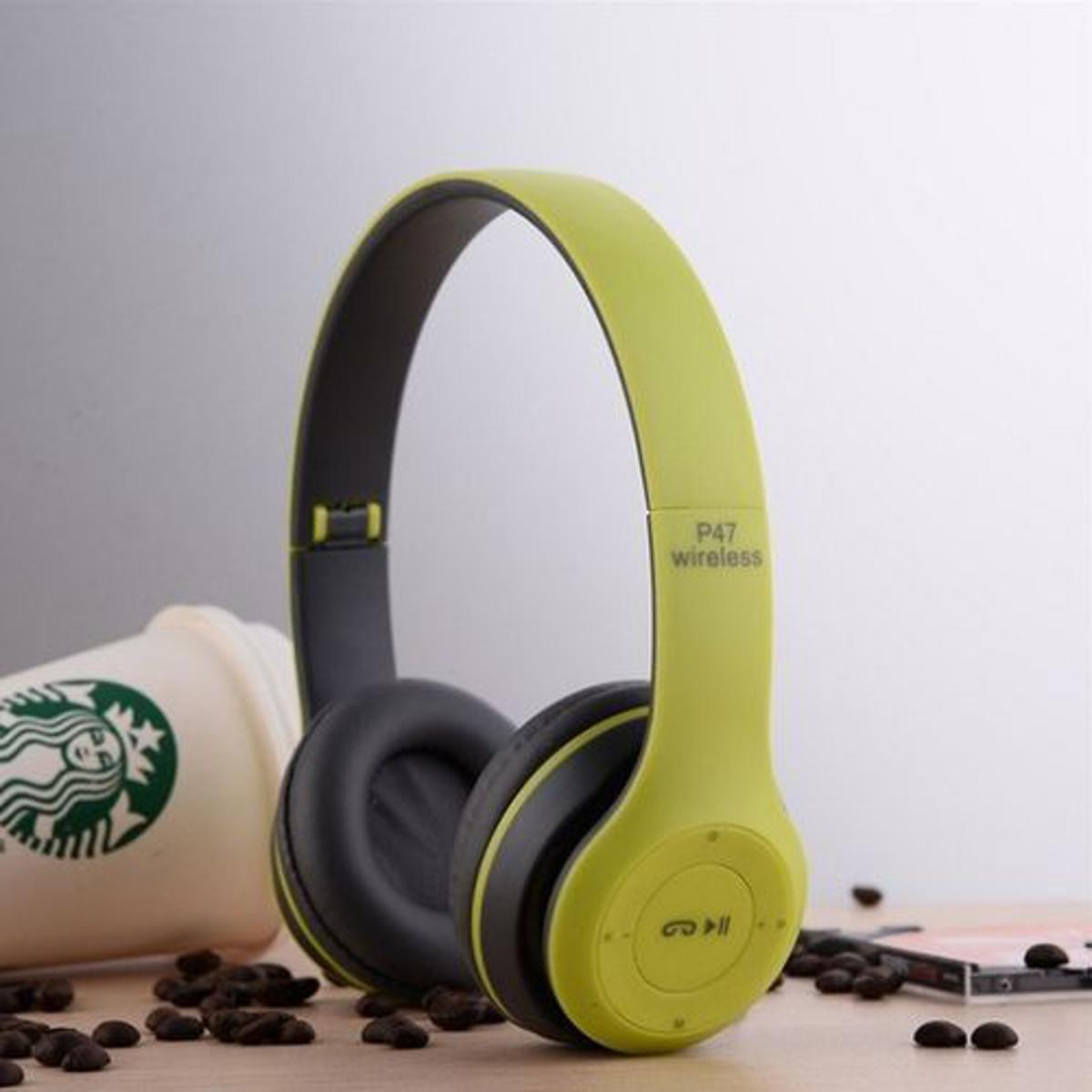 Wireless Headphones, P47 Bluetooth Foldable Headset with Microphone Support FM Radio TF for PC TV Smart Phones & Tablets Etc