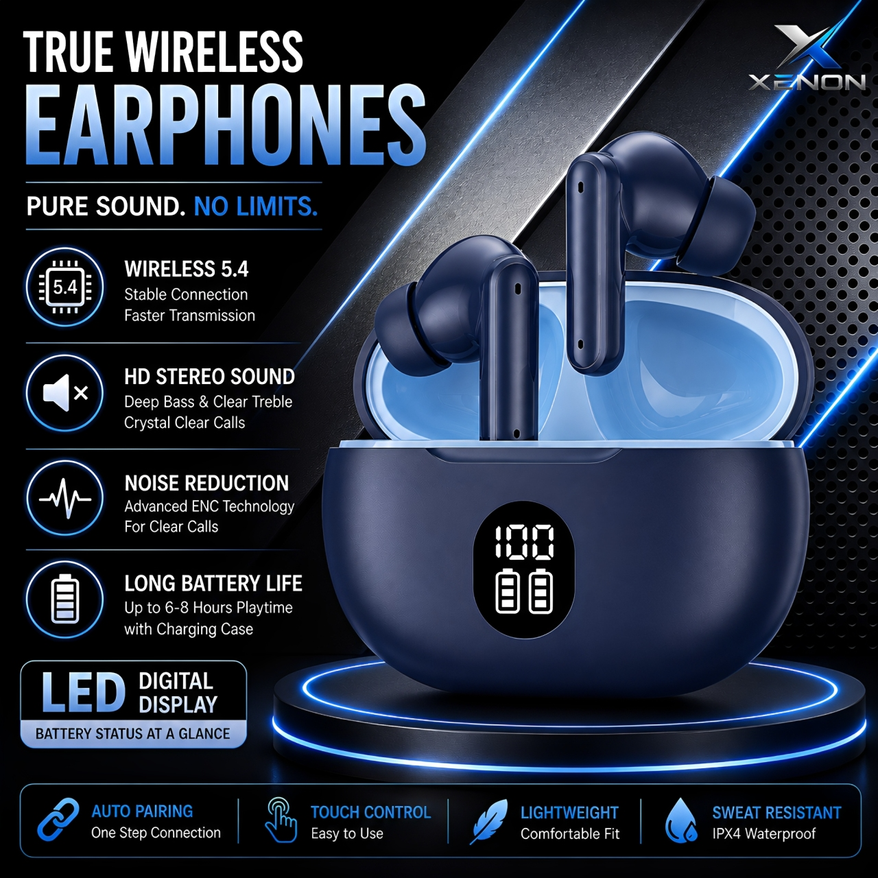H895B Earbuds TWS (True Wireless Stereo) Bluetooth Airbuds | Earphones Headset | HD Stereo Sound | Compatible With All Bluetooth Devices.