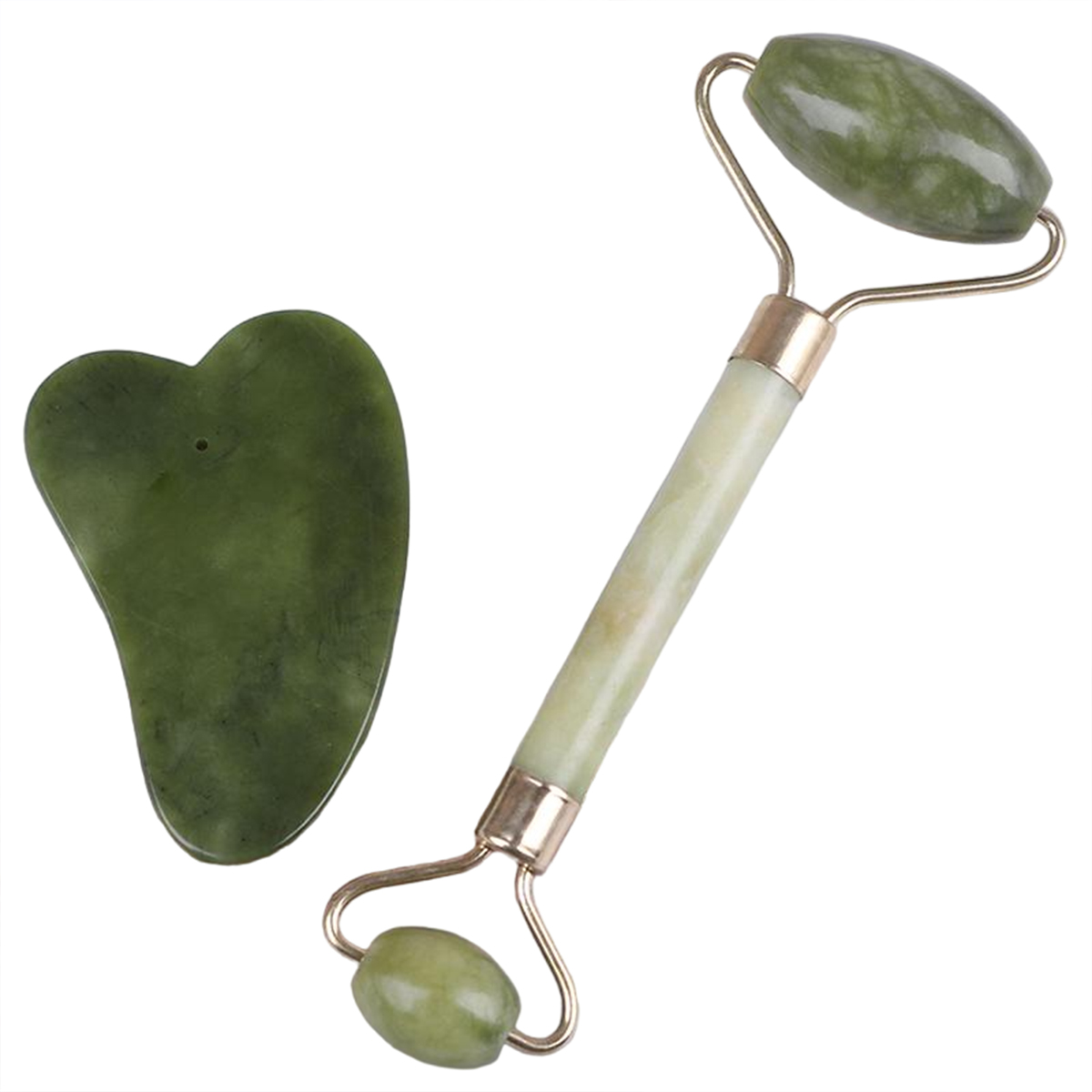 (Original Stone) Jade Roller and Gua Sha Set, Beyond Jade Face Roller - Face Massager, Facial Roller for Skin, Eyes, Neck - Noiseless Design