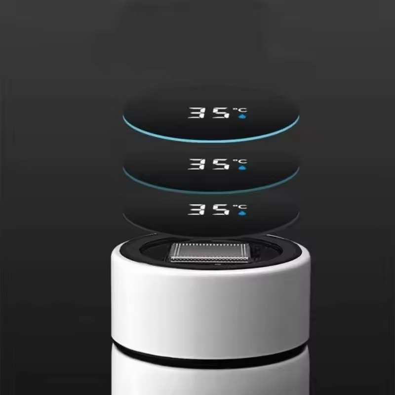 Customize With Your Name Smart LED Temperature Water Bottle 500ml Stainless Steel Hot & Cold Bottles with Vacuum Thermos Flask