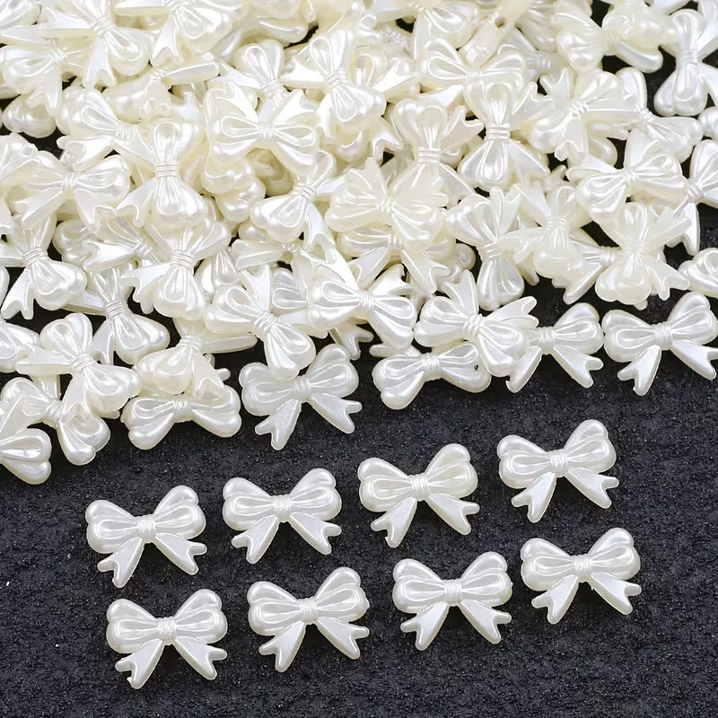 Beige Bow White Decorative Beads, Suitable for Handmade Bracelets, Necklaces, Earrings, Making Accessories DIY Necklace Bracelet Charms