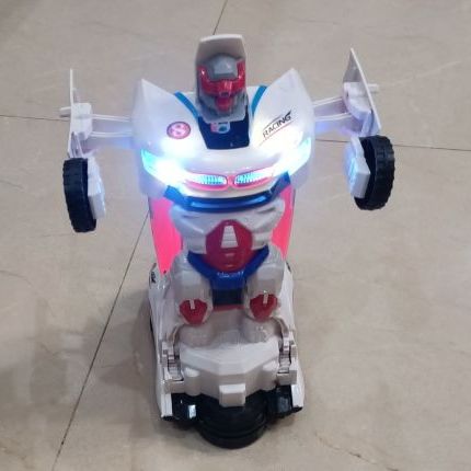 Interactive Transforming Robot Car with Lights & Sounds - Educational Play Vehicle for Kids 20 cm