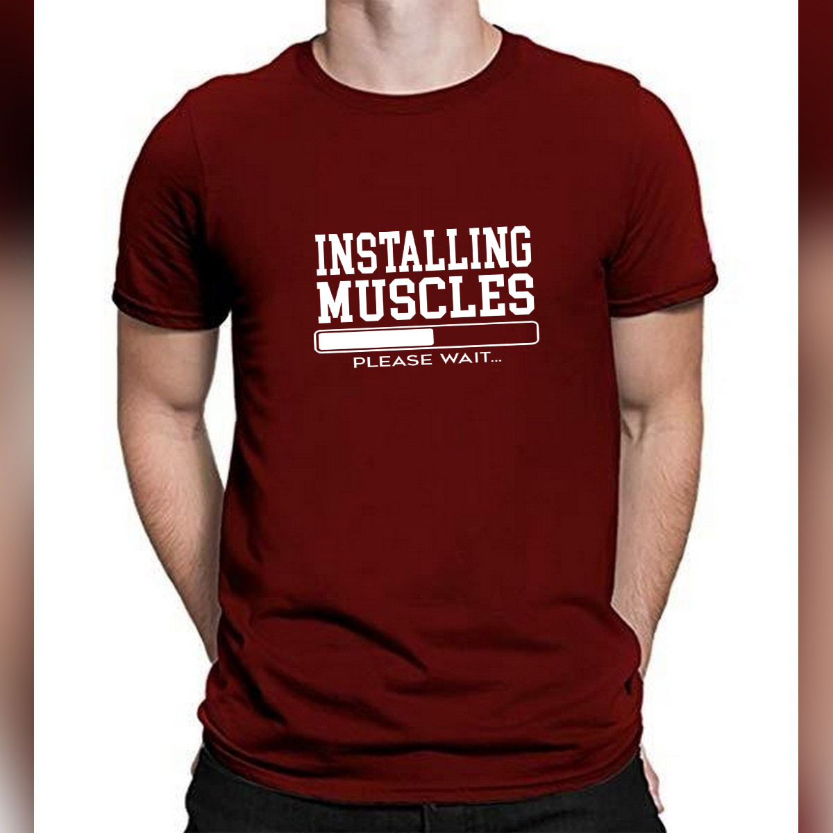 summer maroon printed imported T shirt for men