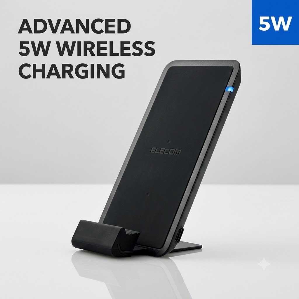 ELECOMM 5W Universal Qi Wireless Charging Stand & Pad | Fast Charging Convertible Dock for Qi-Enabled Smartphones | Type-C Input