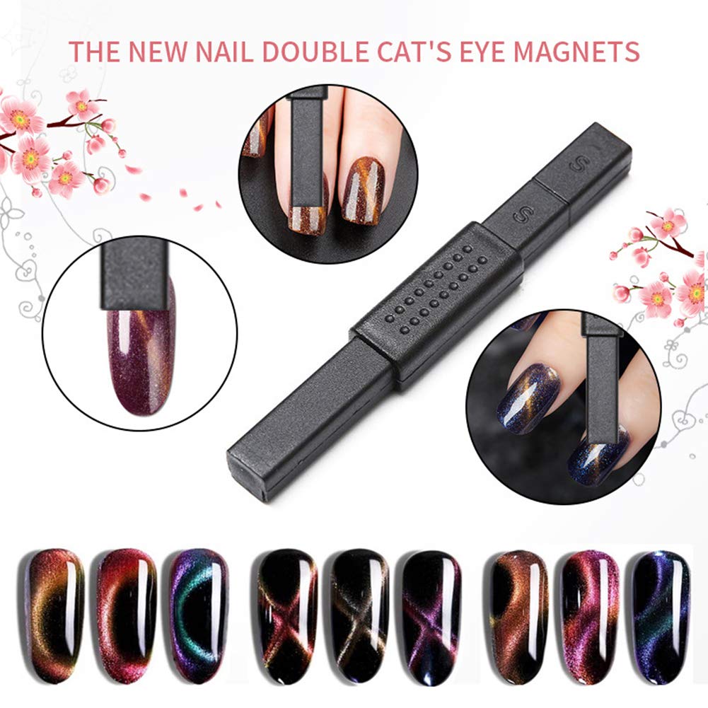 Nail Art Cat Eye Magnetic Stick, Double Head Magnet Plate Manicure Nail Art Tools for 3D Effect UV Gel Polish