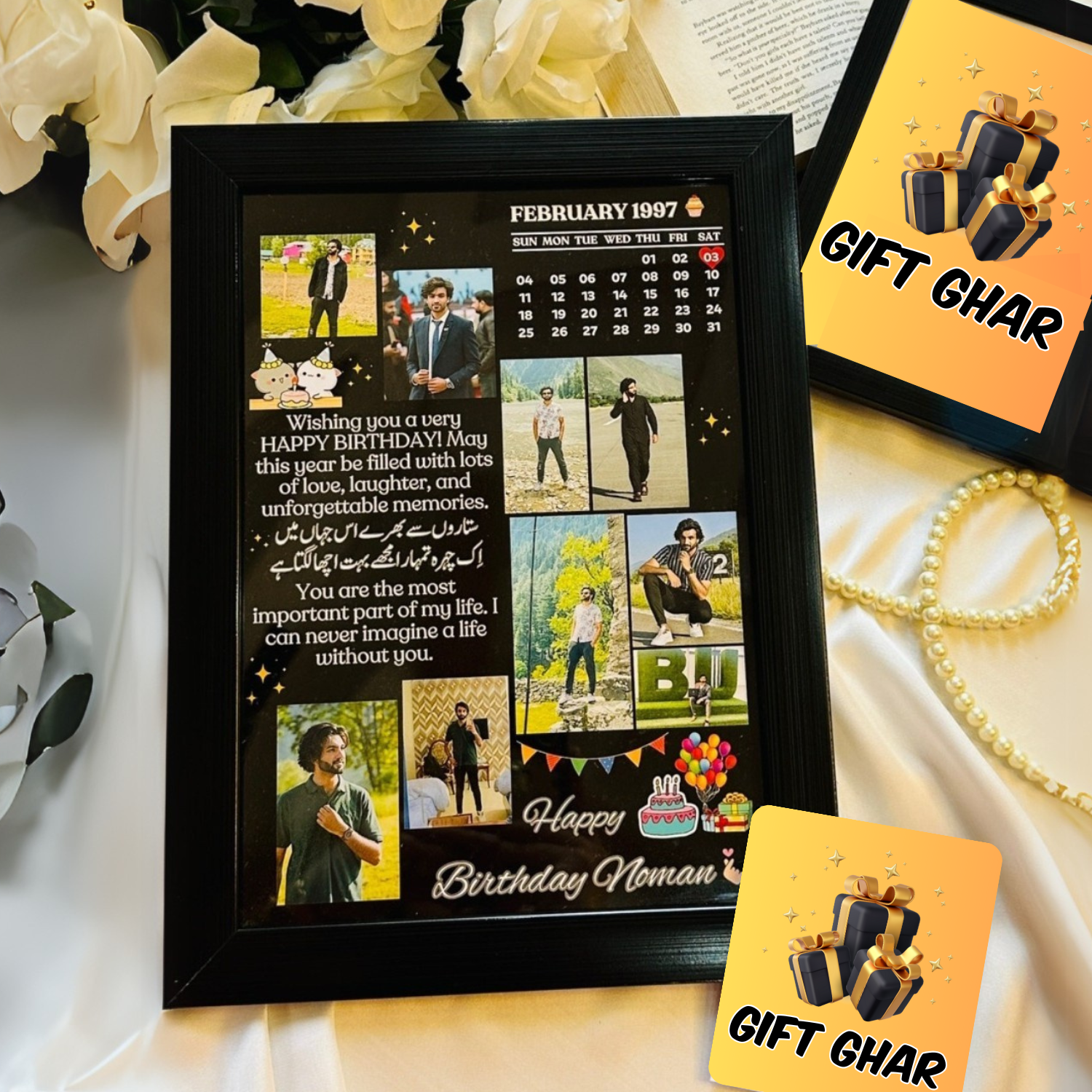 Premium Wooden Personalized Birthday Month Calendar Photo Frame Customizable Keepsake for Birthdays, Anniversaries, and Special Occasions, Ideal Gift for Girls, Room Decoration, and Loved Ones