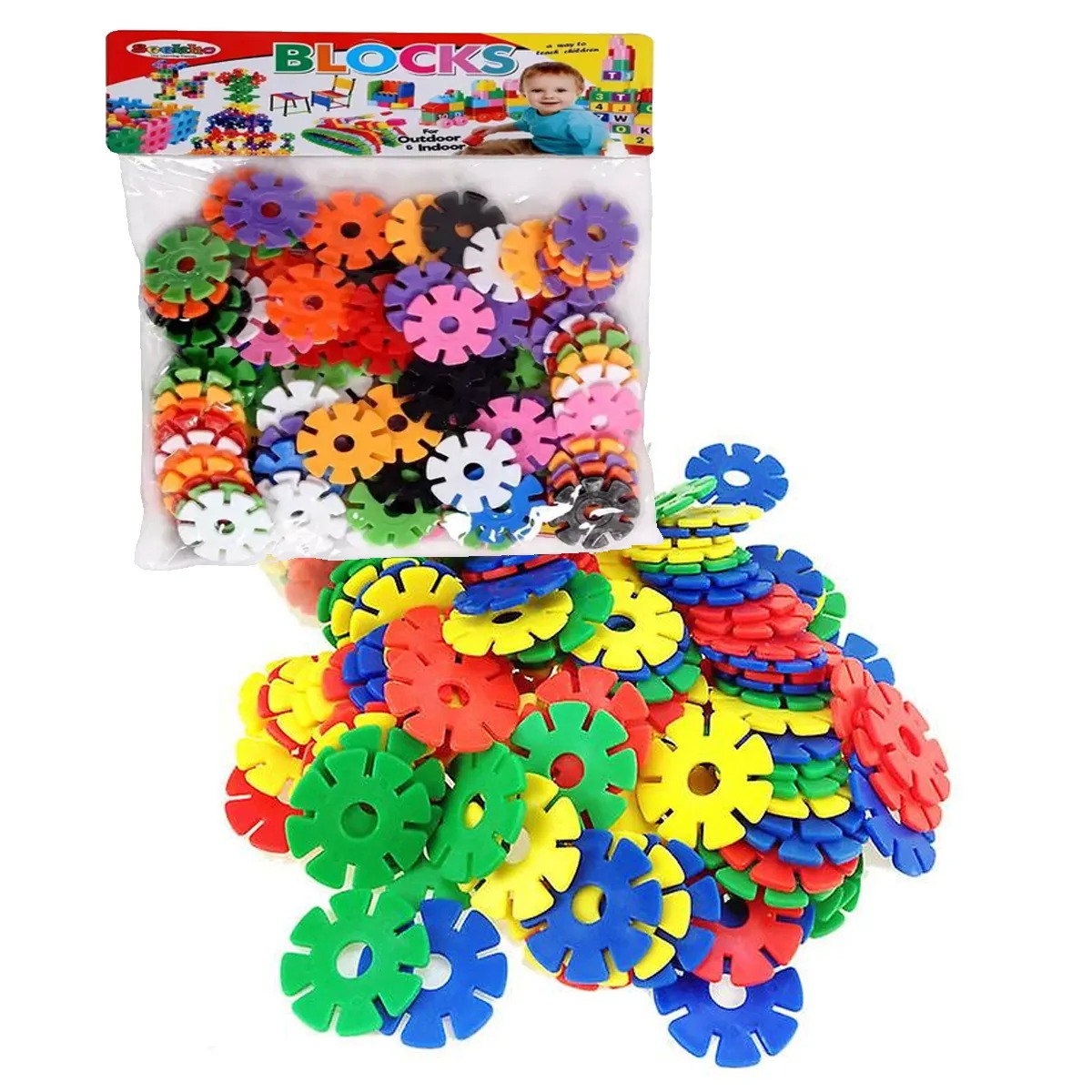 72 Pcs Stick Building Blocks Toy Set Snowflake Smart Assembling Toys Learning Problem Solving Brick Buildings Block Children Play Fun Game Alphabetical Word Number ABC Alphabet Creative Educational Construction Puzzle for Kids Boys Girls