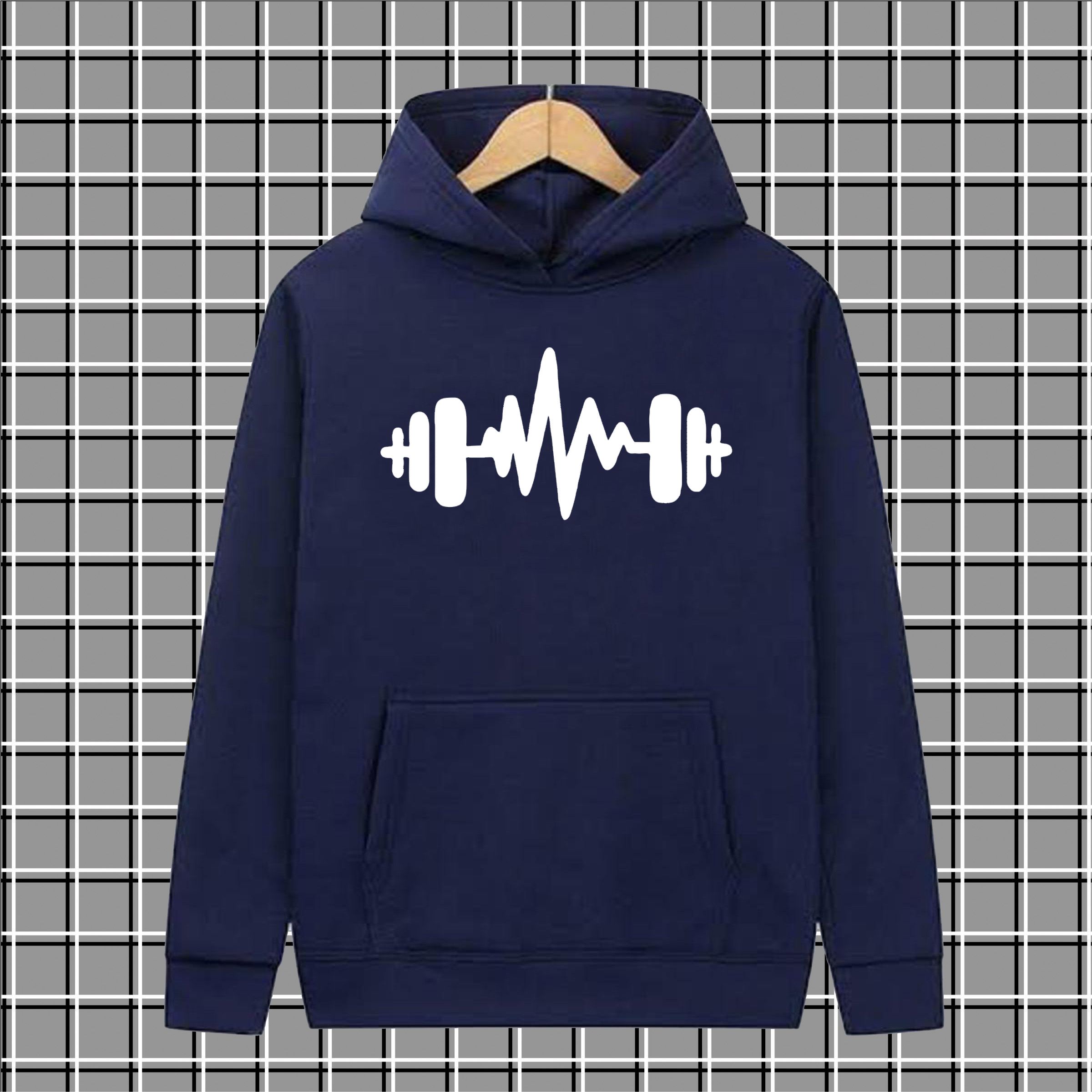 Brown dumbell pullover warm fleece kangroo hoodie for men and boys