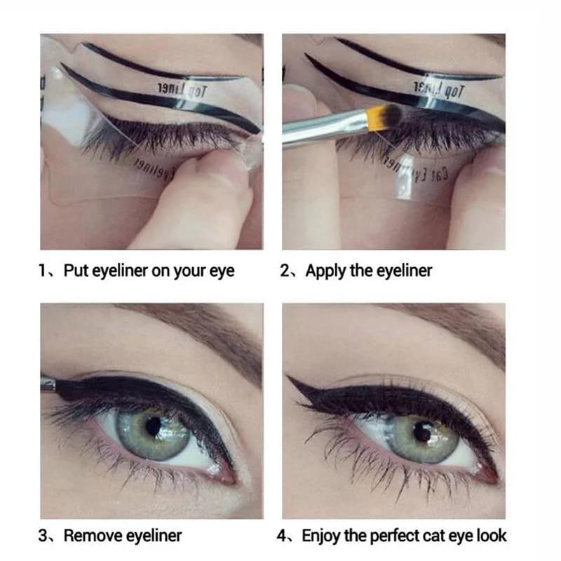 2PCs Eyeliner Stencils Winged Eyeliner Stencil Models Template Shaping Tools Eyebrows Template Card Eye Shadow Makeup Tool