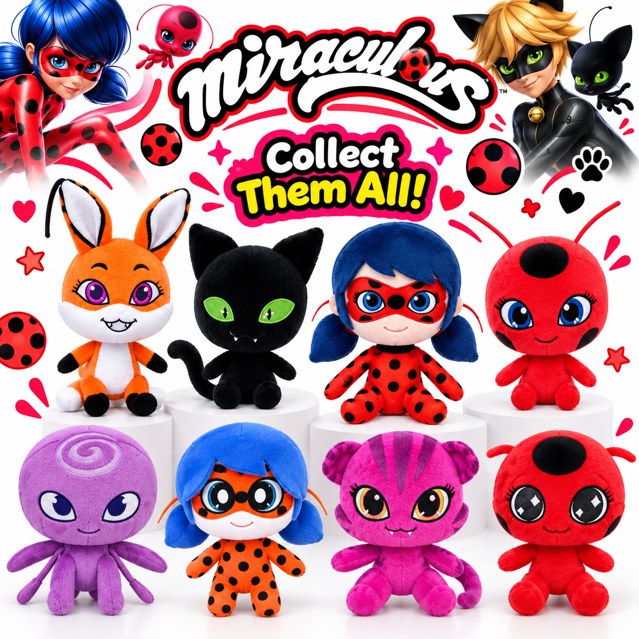 Miraculous Ladybug Plush Toy | Cute Marinette Ladybug Soft Stuffed Doll | Superhero Cartoon Character Plushie | Kids Girls Birthday Gift | Soft Cuddly Toy