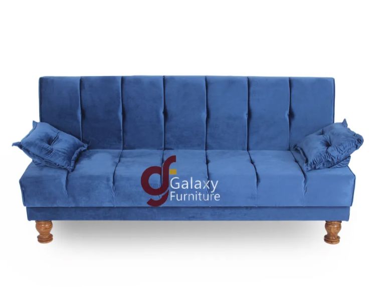 Galaxy Sofa CumBed Imported velvet Fabric Dark Grey Colour Armless Compact Living Spaces, Guest Rooms, Apartments, Offices,