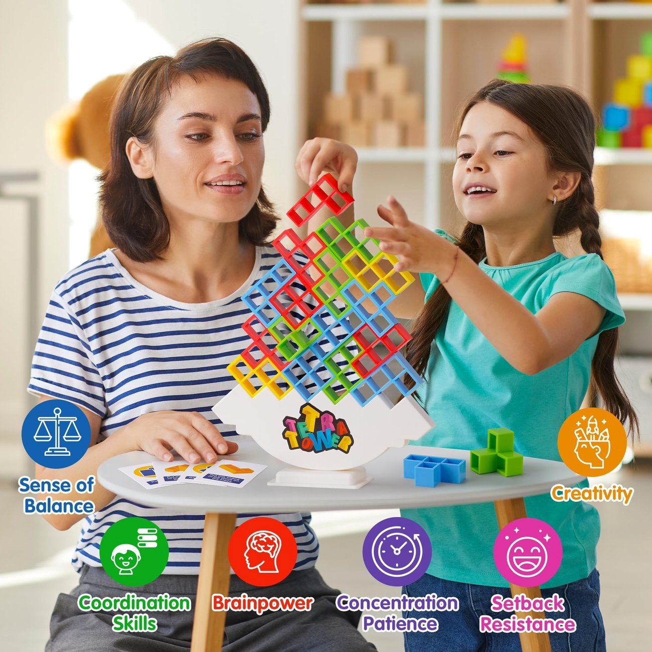 TETRA TOWER - Educational Blocks Toys for Kids - Building and Balancing Blocks