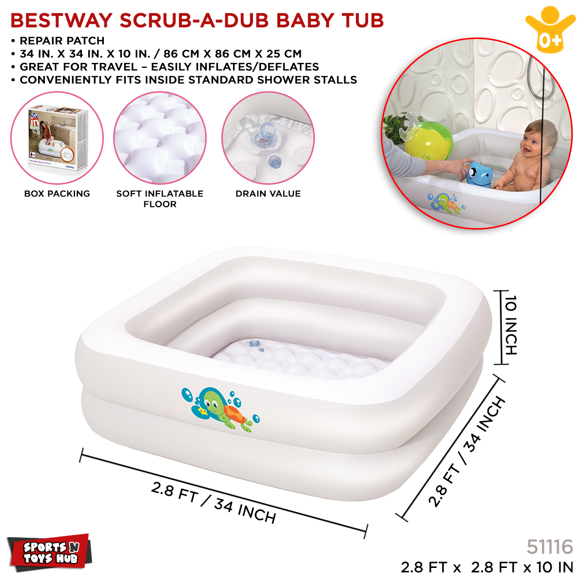 Ft Bestway Inflatable Baby Tub Swimming Pool For Kids Baby