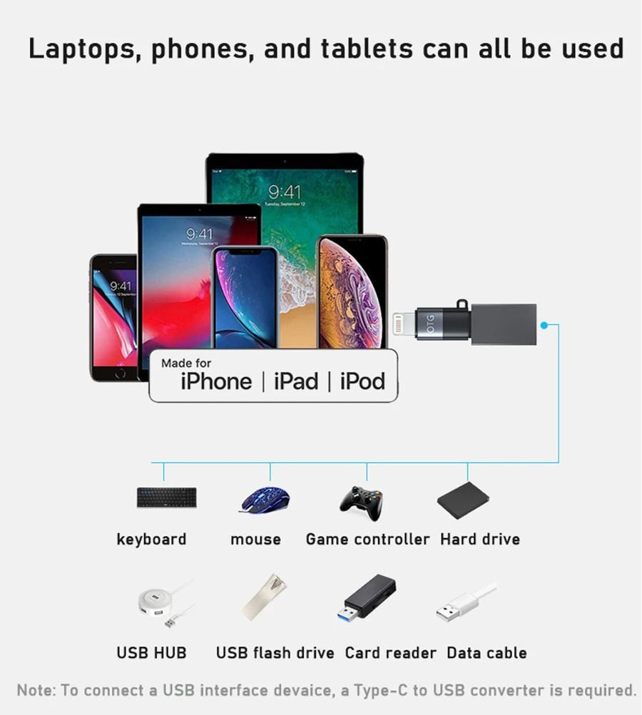 Microphone / Handsfree Connector Type C to Lightning Eye Phone Android for Wireless Mic Lavalier Converter For Boya and other mics